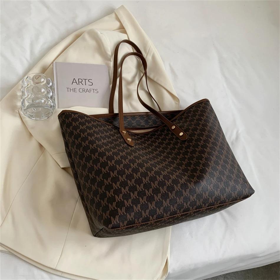 checkered tote bag brown
